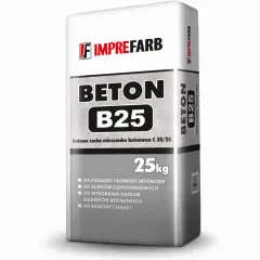 Gotowa sucha mieszanka betonowa B25 Imprefarb 25kg. Idealna, by dowiedzieć się, jak zrobić beton na posadzki, ogrodzenia, balkony i tarasy.
