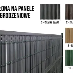 Zasłoń płot od sąsiada praktyczną osłoną na panele ogrodzeniowe w kolorze ciemnoszarym. Dostępne też brązowy, słomkowy i zielony.