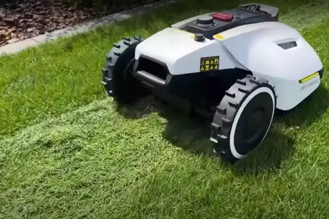 Robot koszący wykonuje mulczowanie trawy, pozostawiając drobno skoszoną trawę jako naturalny nawóz.