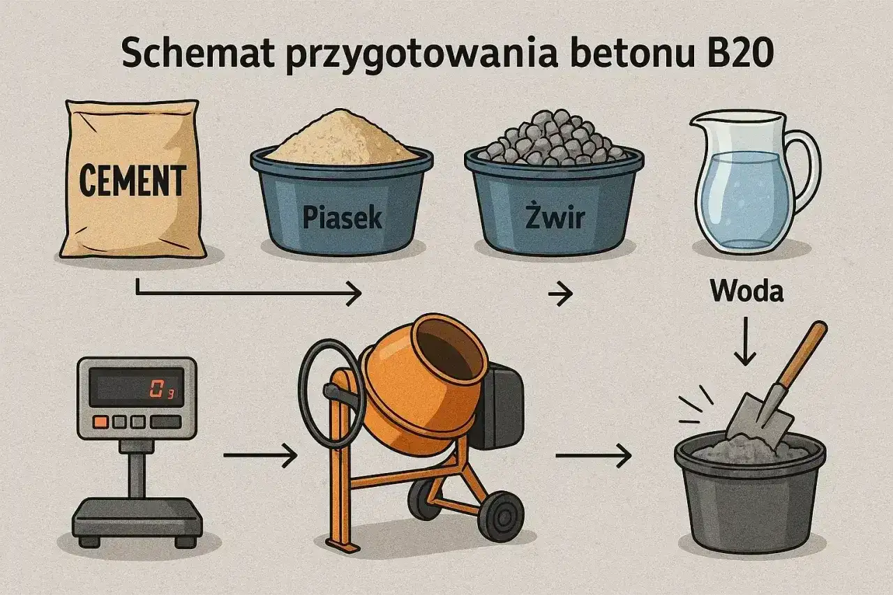 Suchy beton na działce - proporcje, woda i praktyczne przeliczenia